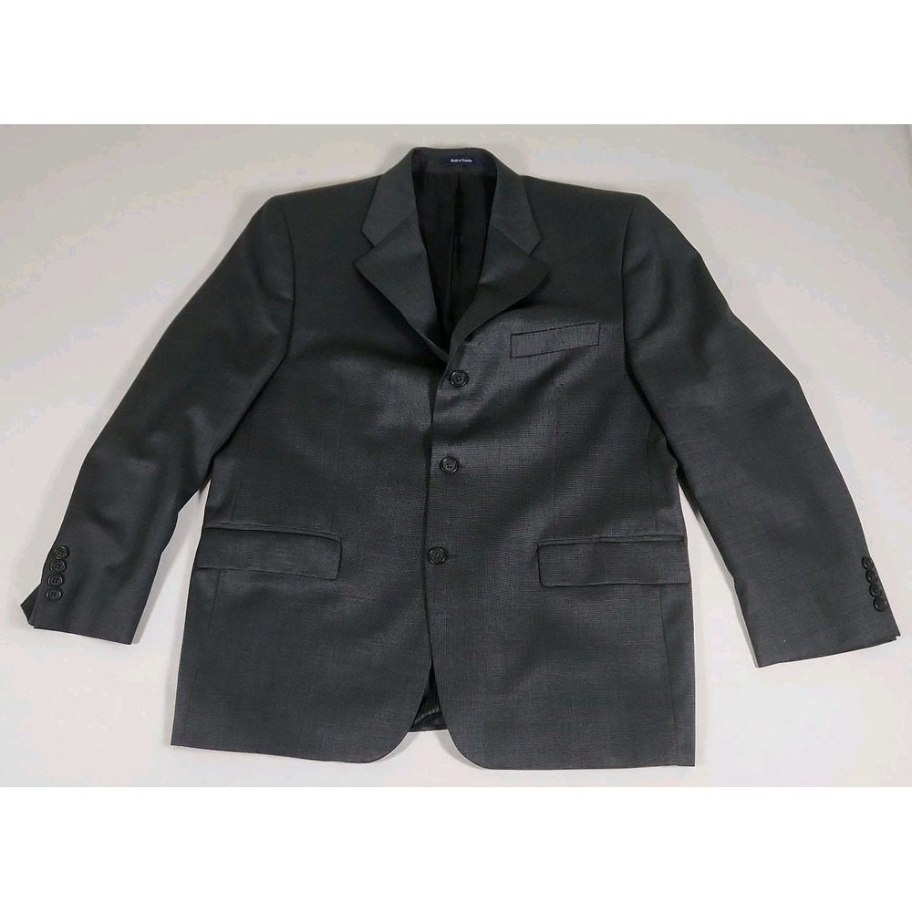 Chaps Ralph Lauren Blazer Mens 42S Gray Sharkskin Pattern 3 Button 100% Wool
